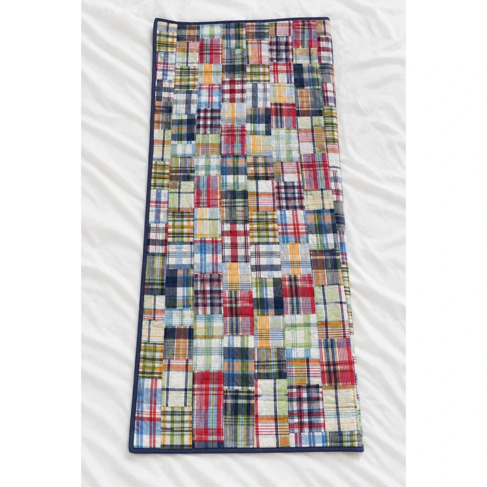 Pottery Barn Kids Queen Madras Plaid Patchwork Reversible Cotton Quilt